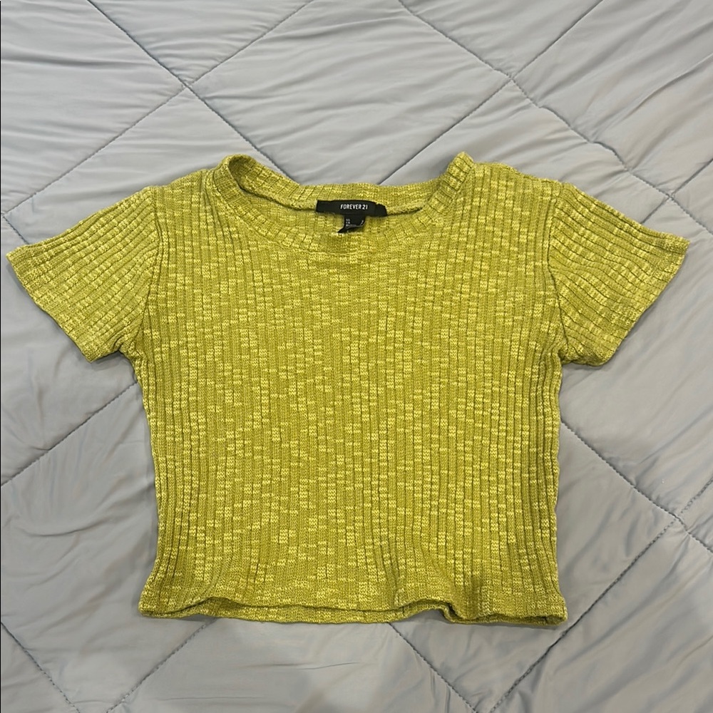 Forever 21 Green Ribbed Crop Top